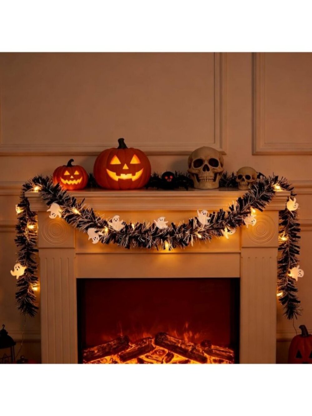 6M 20FT Halloween String Lights Garland with Pumpkin White Ghost Bat Ornaments
